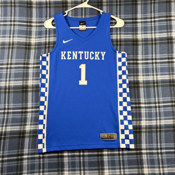 Nike Other - Nike Elite Kentucky Wildcats Basketball Jersey Kids XL Blue Checkerboard 1